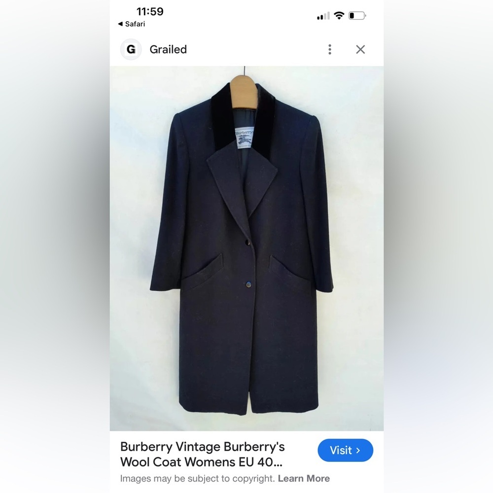 ✨Vintage✨ Holt Renfrew Navy Pea Coat with Corduroy Neckline size 7/8 - Picture 11 of 11